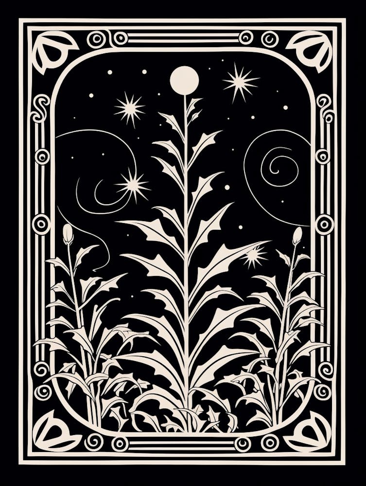 B&W Plant Illustration Swiss Cheese Plant 3