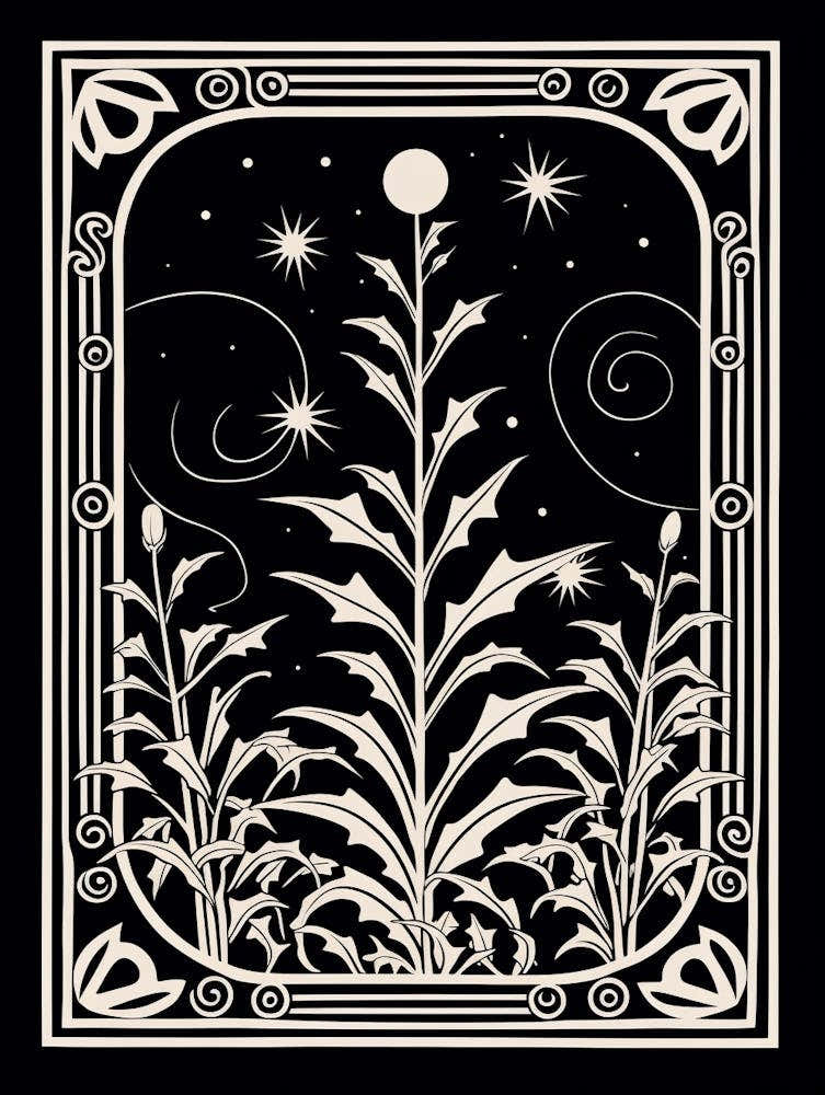 B&W Plant Illustration Swiss Cheese Plant 3