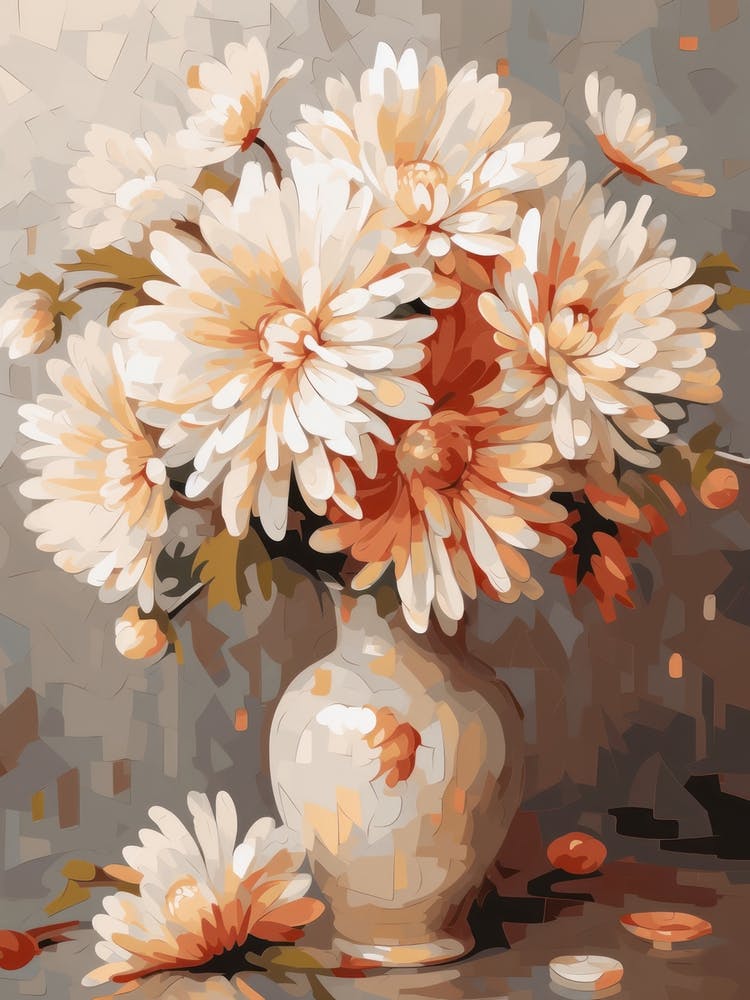 Chrysanthemum Flower Still Life Painting 1 Dreamy