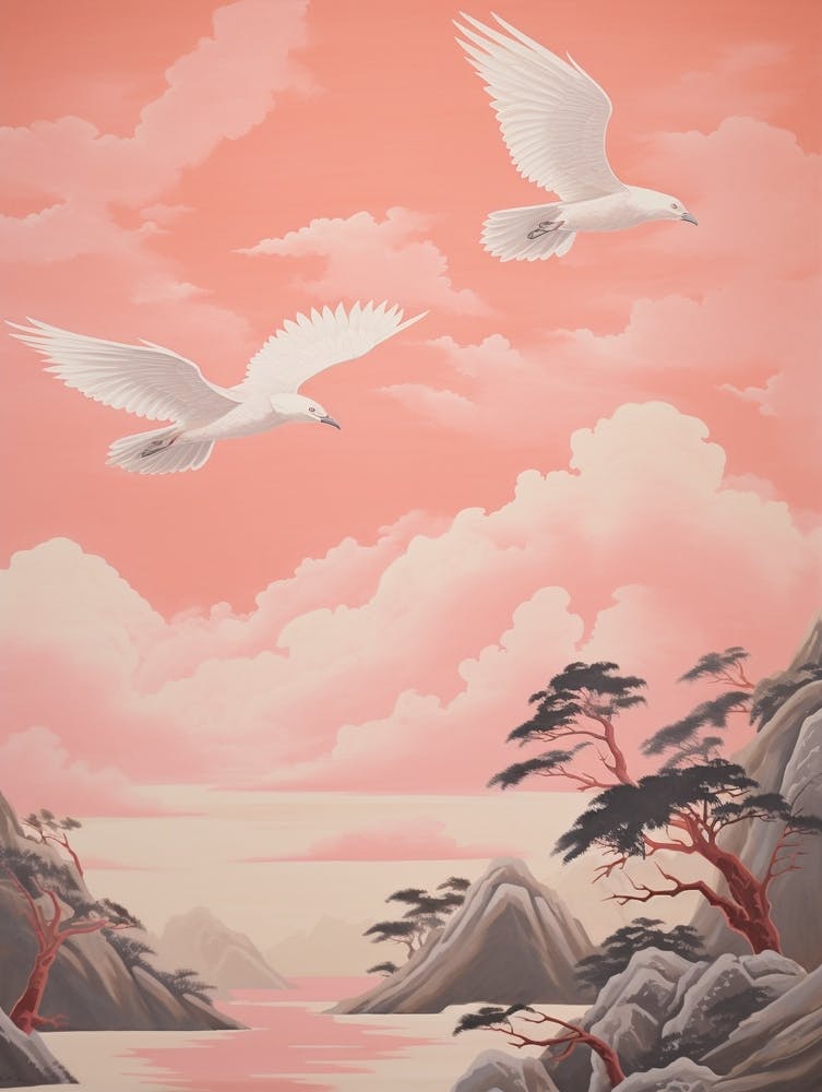 Vintage Japanese Inspired Bird Print Osprey 3