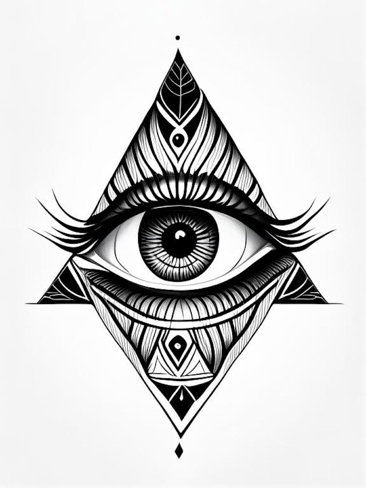 Balance, Symbol, Third Eye Simple Black & White Illustration 4