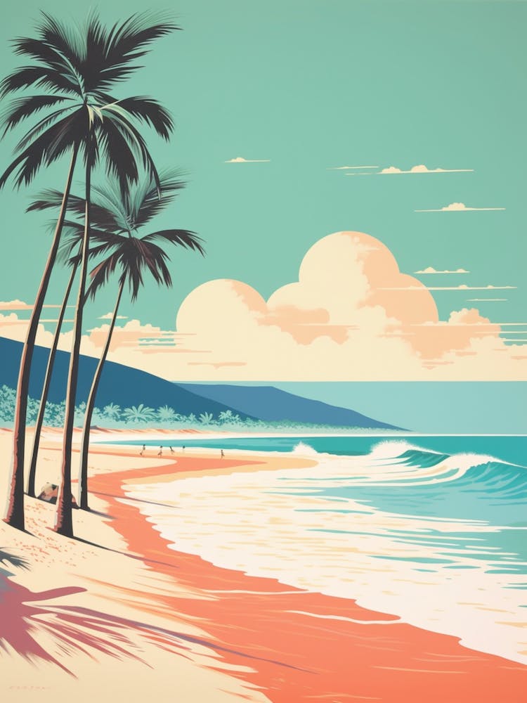 Vintage Retro Print Of Flamenco Beach, Culebra Puerto Rico 2