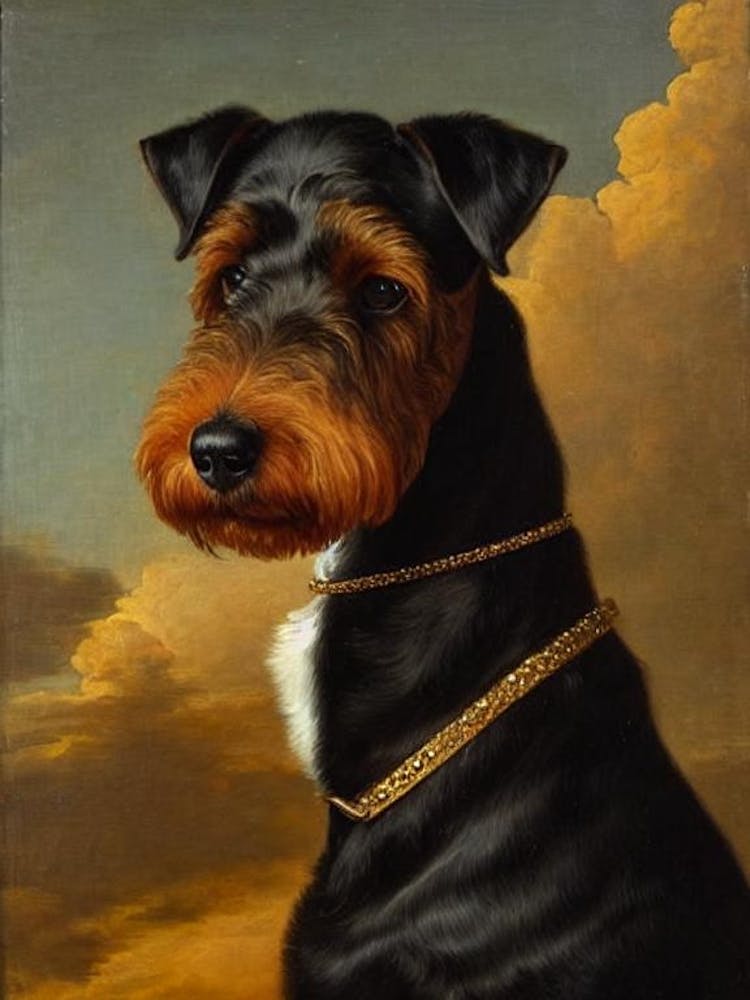 Airedale Terrier Renaissance Portrait Oil Painting