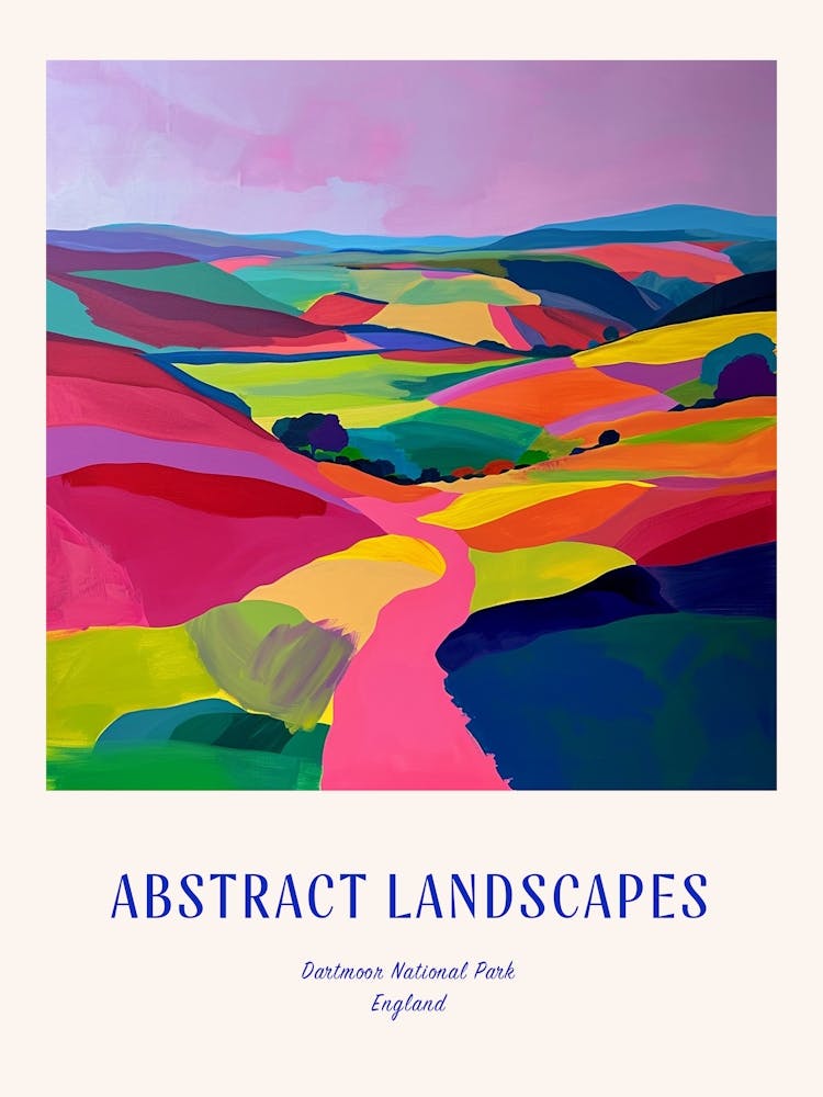 Colourful Abstract Dartmoor National Park England 1 Poster Blue