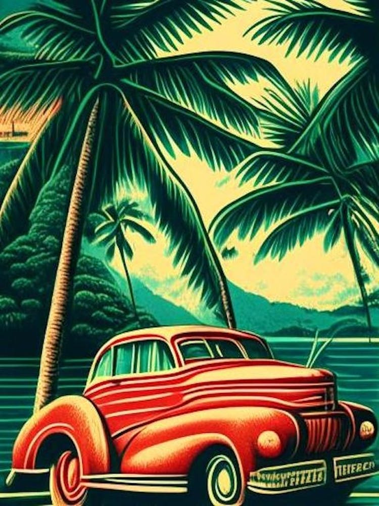 Bocas Del Toro Panama Vintage Sketch Tropical Destination