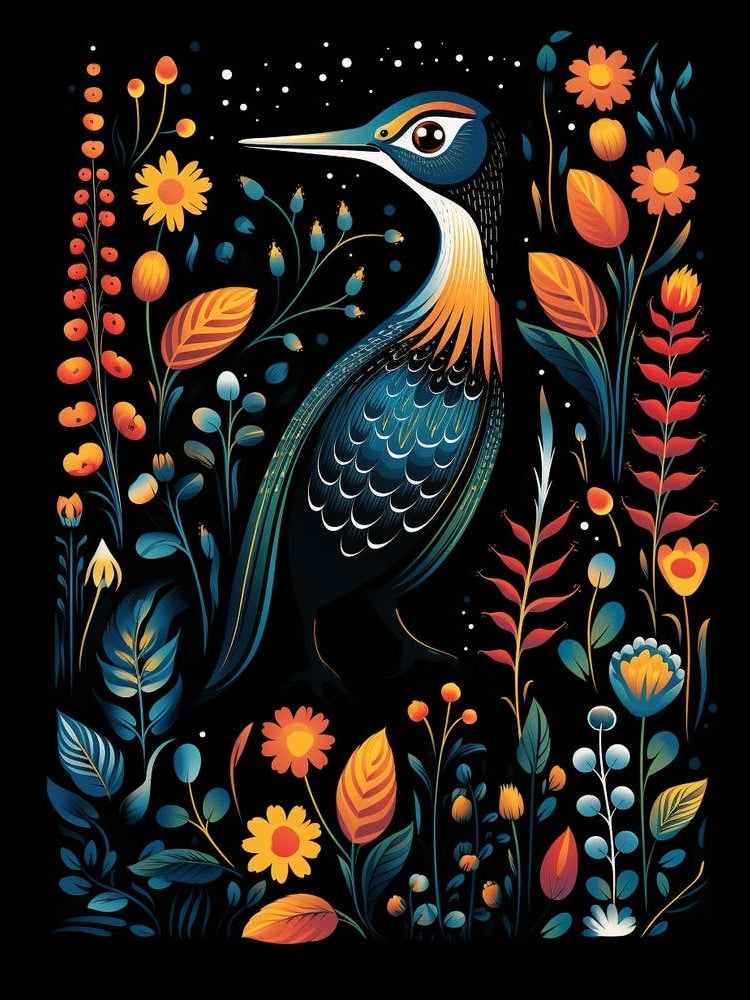 Folk Bird Illustration Common Loon 4