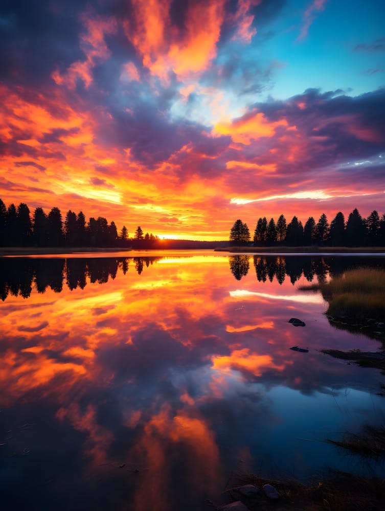 Sunset Reflected In A Lake