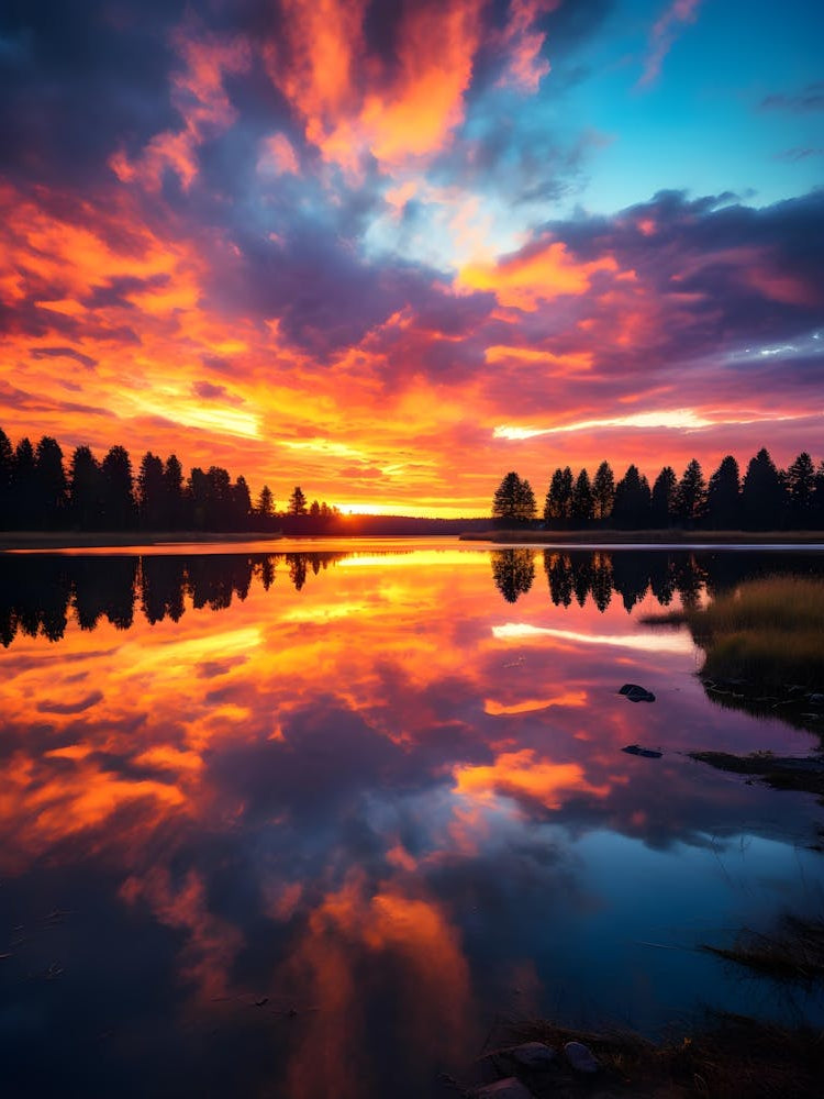 Sunset Reflected In A Lake
