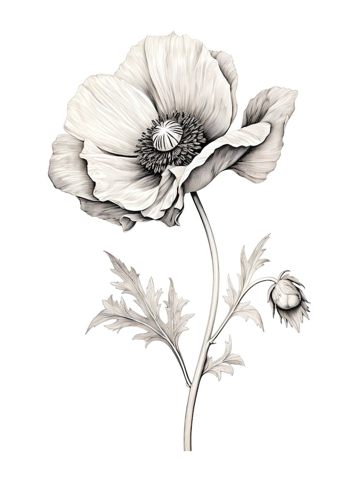 Anemones Flower Vintage Botanical 1