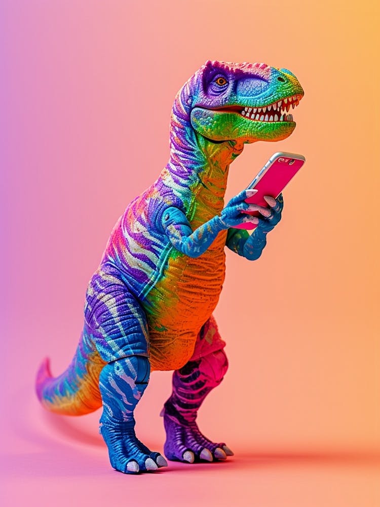 Toy Dinosaur On The Phone 2