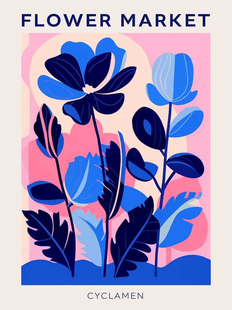 Blue Flower Market Poster Cyclamen 2