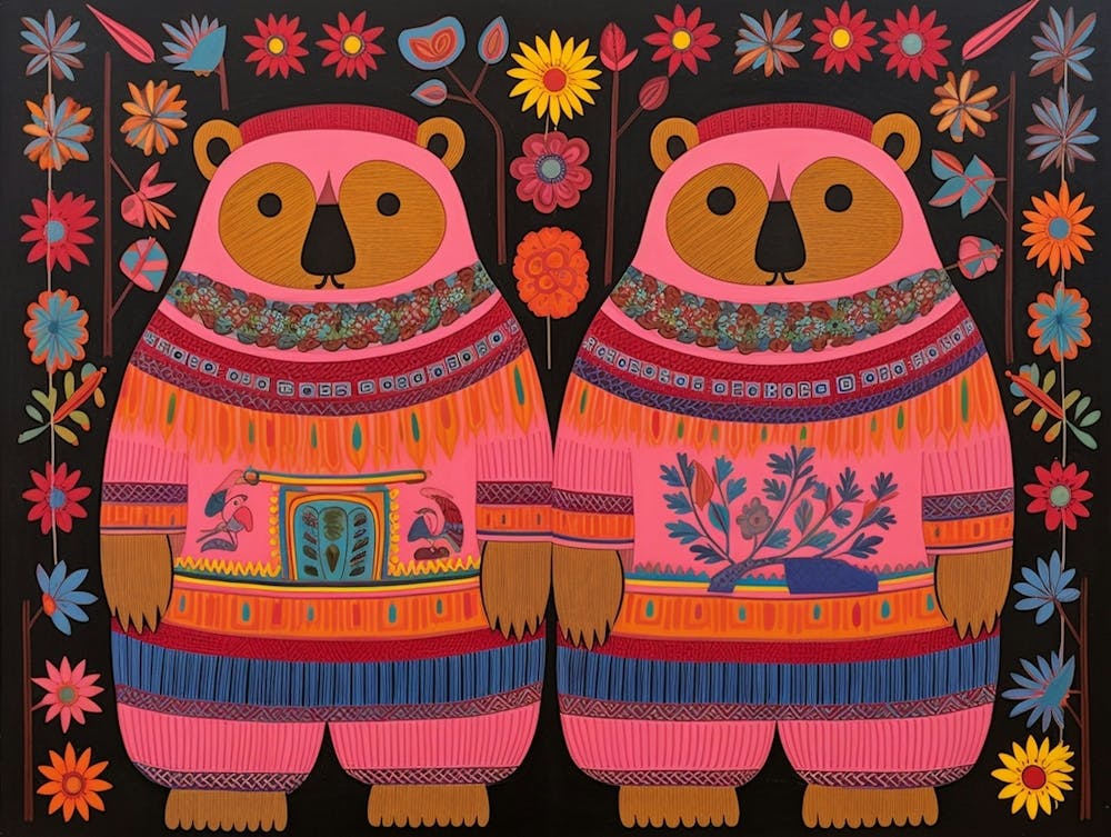 Wombat 3 Folk Style Animal Illustration