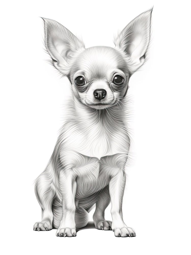 Chihuahua Dog, Line Drawing 2