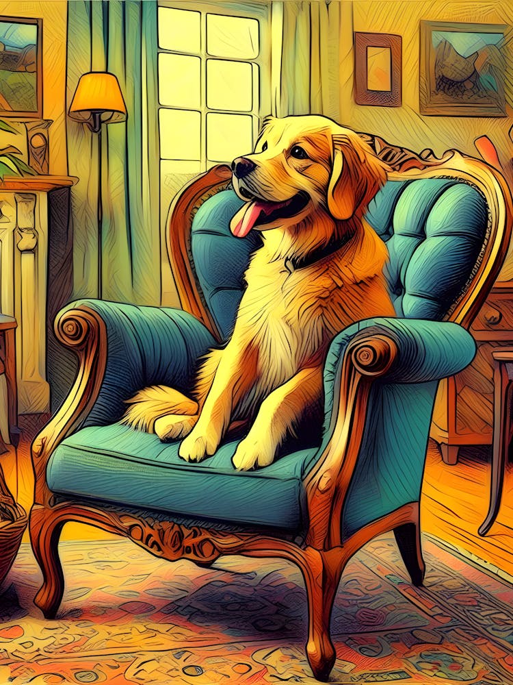 Chien Assis Sur Une Chaise