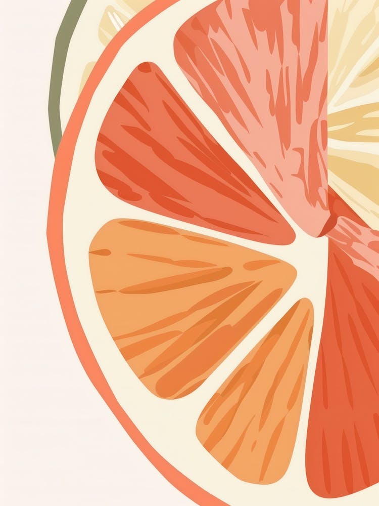 Grapefruits Close Up Illustration 4