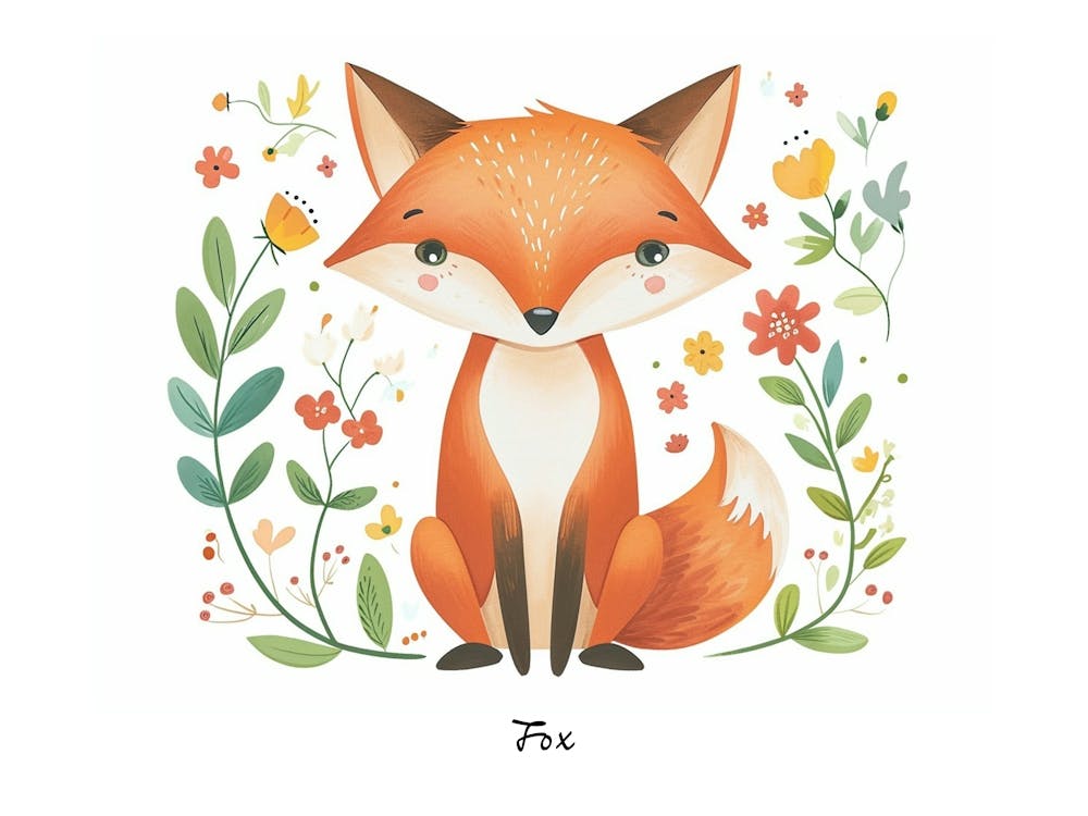 Little Floral Fox 2 Poster