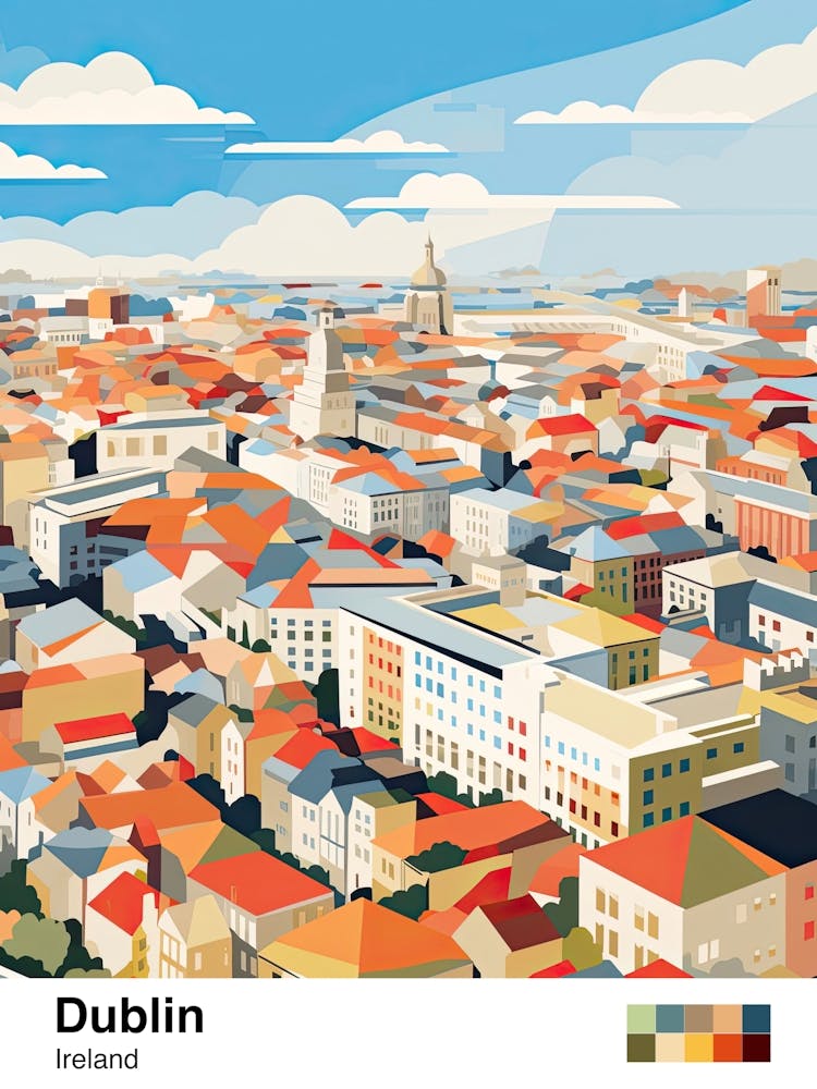 Dublin, Ireland, Geometric Illustration 1 Poster
