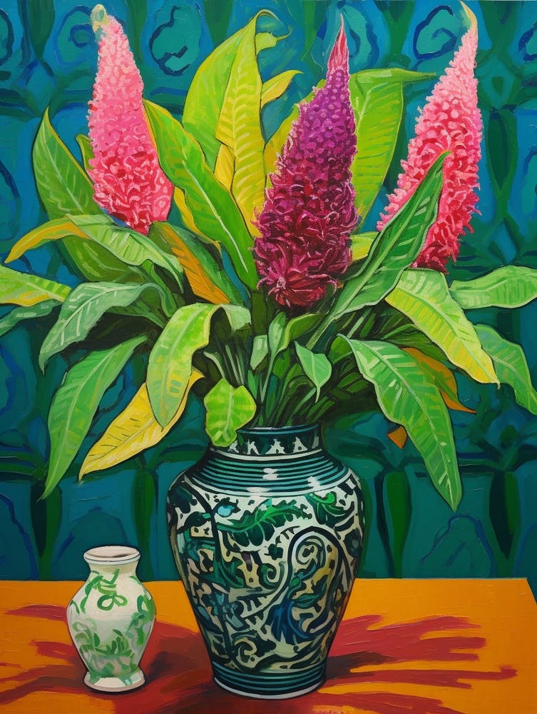 Flowers In A Vase Still Life Painting Celosia 4