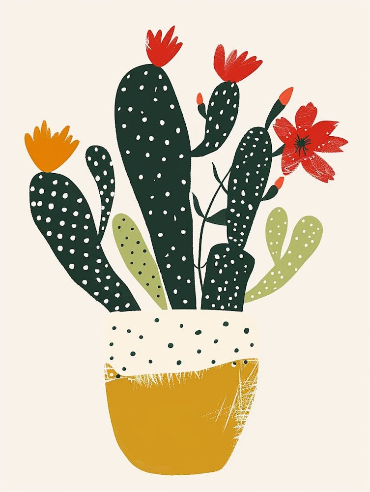 Christmas Cactus Plant Minimalist Illustration 12