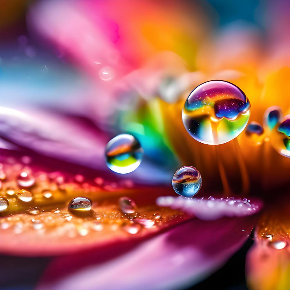 Daisy Rainbow Water Droplets