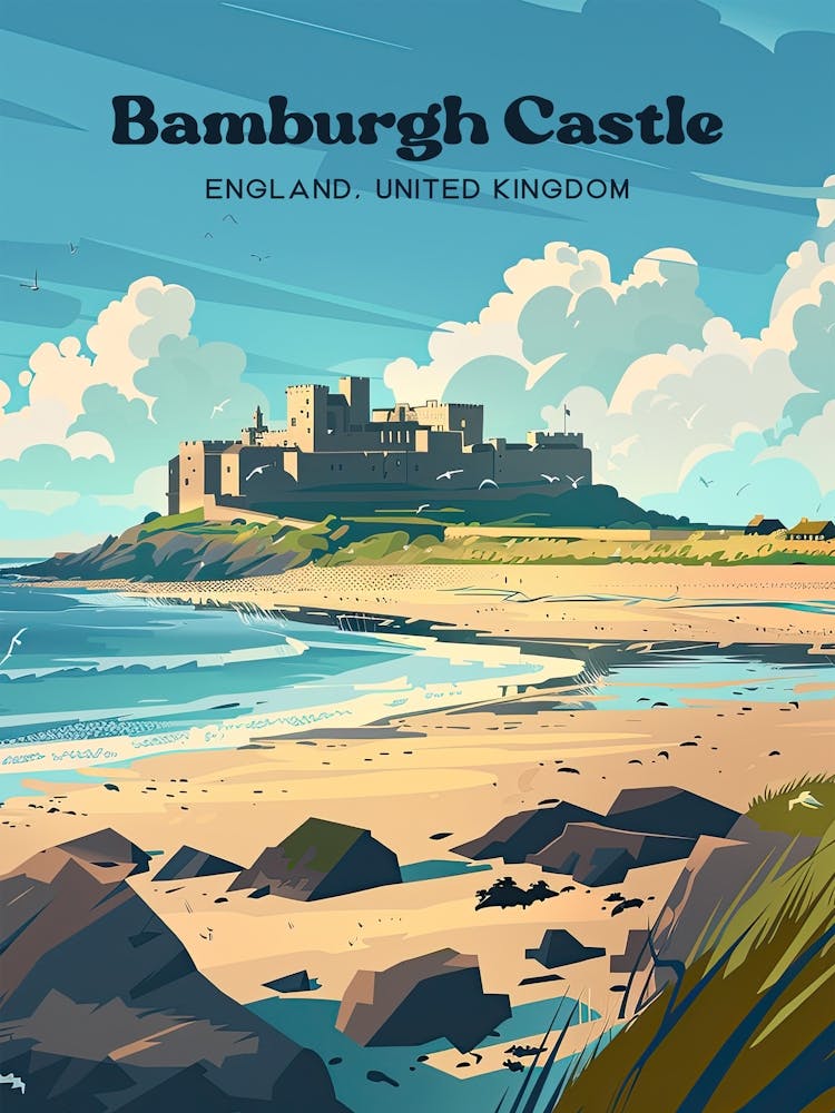 Bamburgh Castle England Nordic Travel Art