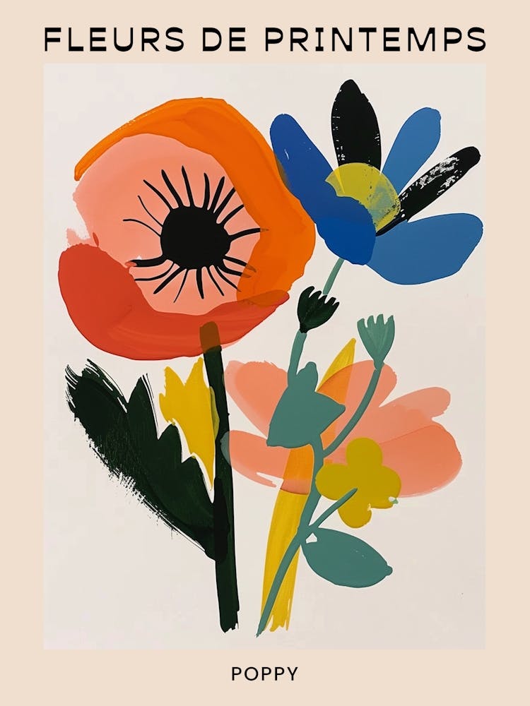 Spring Floral French Poster  Poppy 4