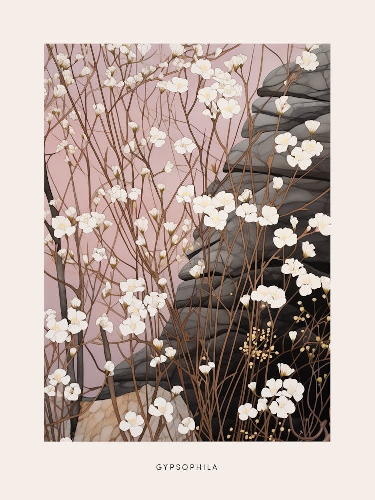 Blumenillustration Schleierkraut 6 Poster