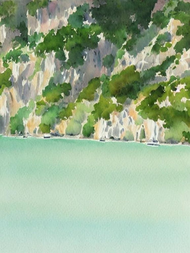Calanques National Park France Affiche Aquarelle
