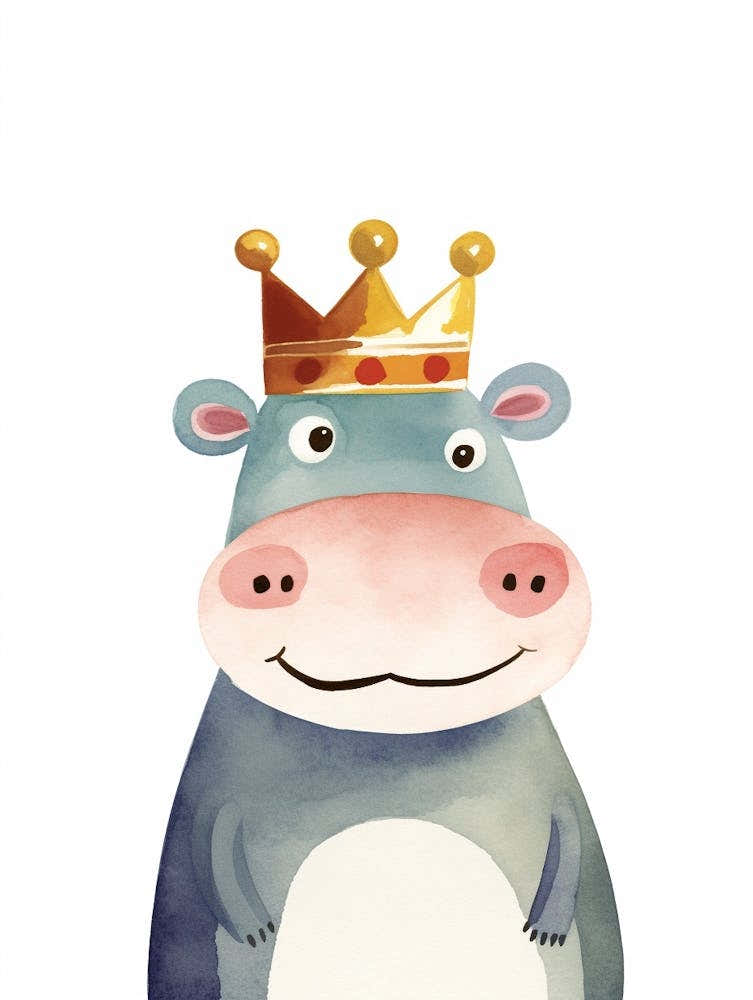 Little Hippo 4 Wearing A Crown