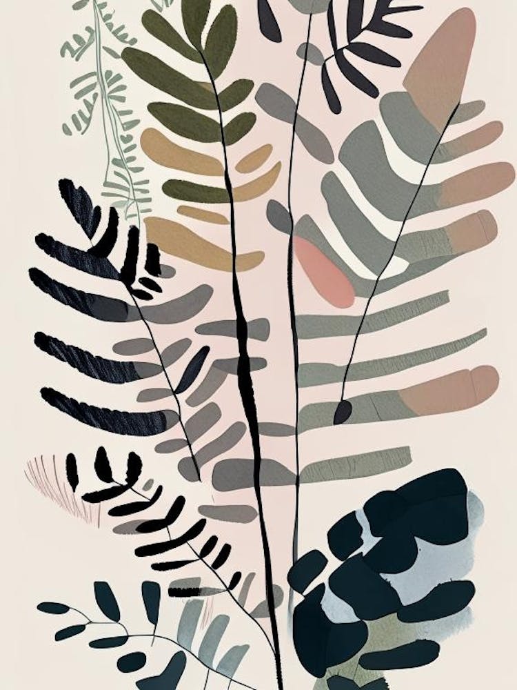 Painted Fern Wildflower Modern Muted Colours