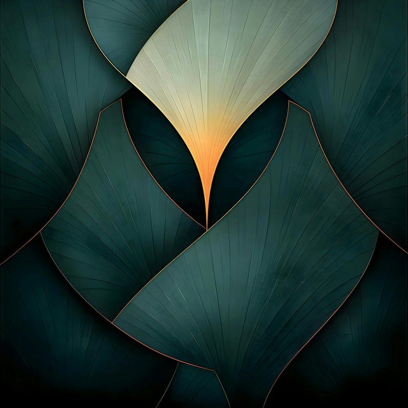 Abstrakt Blatt struktur feine Linien, Elegante grün-petrol Symmetrie