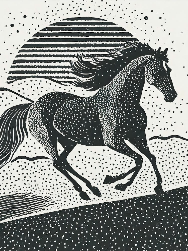A Horse Galloping Across An Open Field