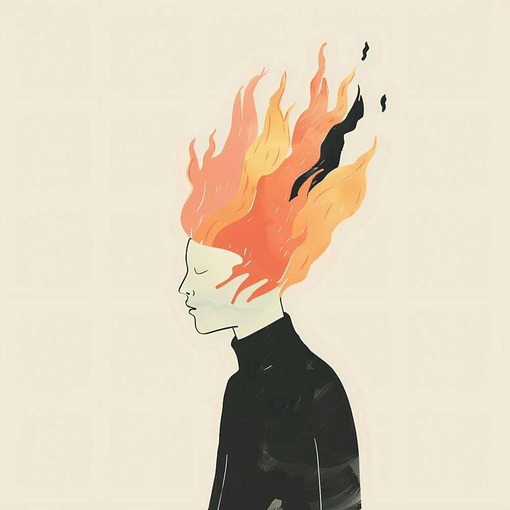Depression Stress Burn-Out Hand Drawn Pastel Minimalist Illustration