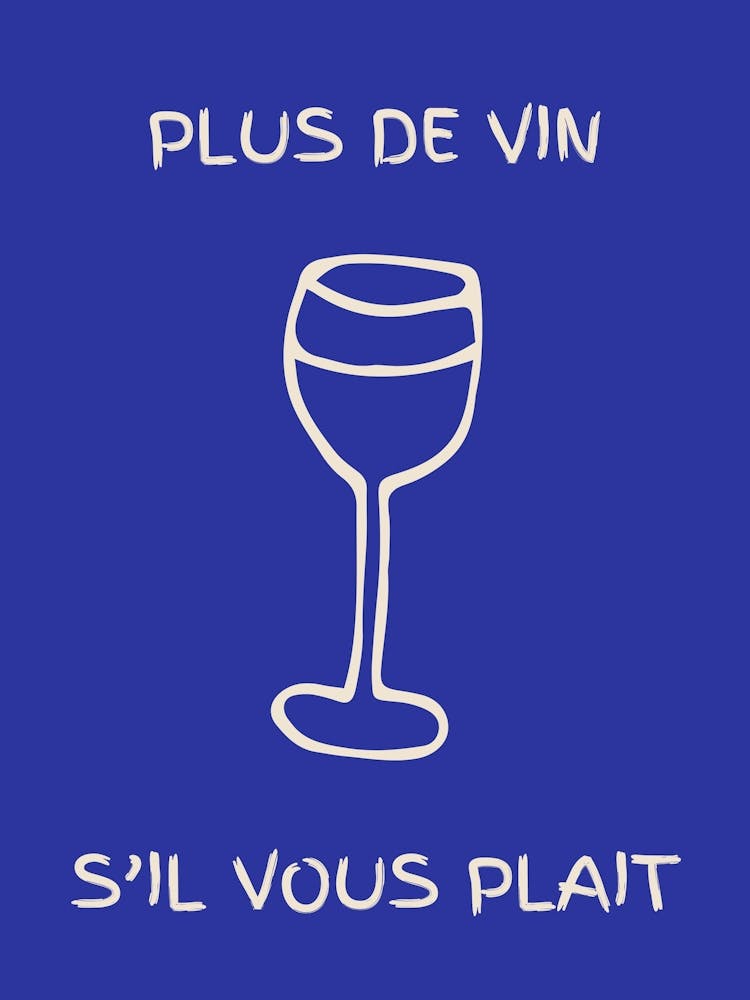 Wine Glass Kitchen Poster Electric Blue