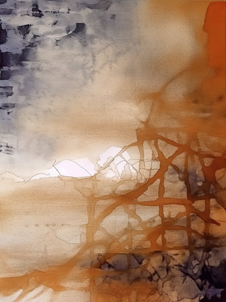 Watercolour Abstract Burnt Orange 1