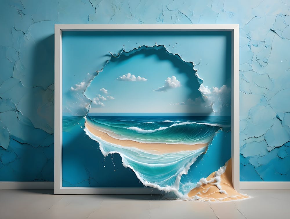 Ocean Scene Breaks Through the Wall
