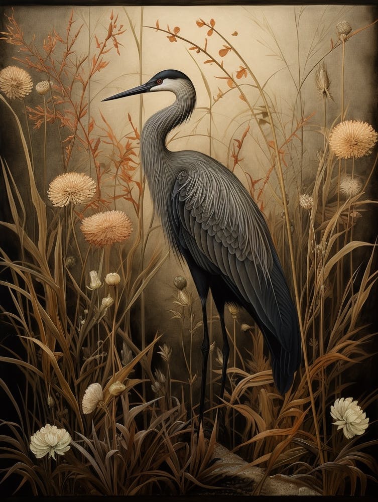 Dark And Moody Botanical Crane 2