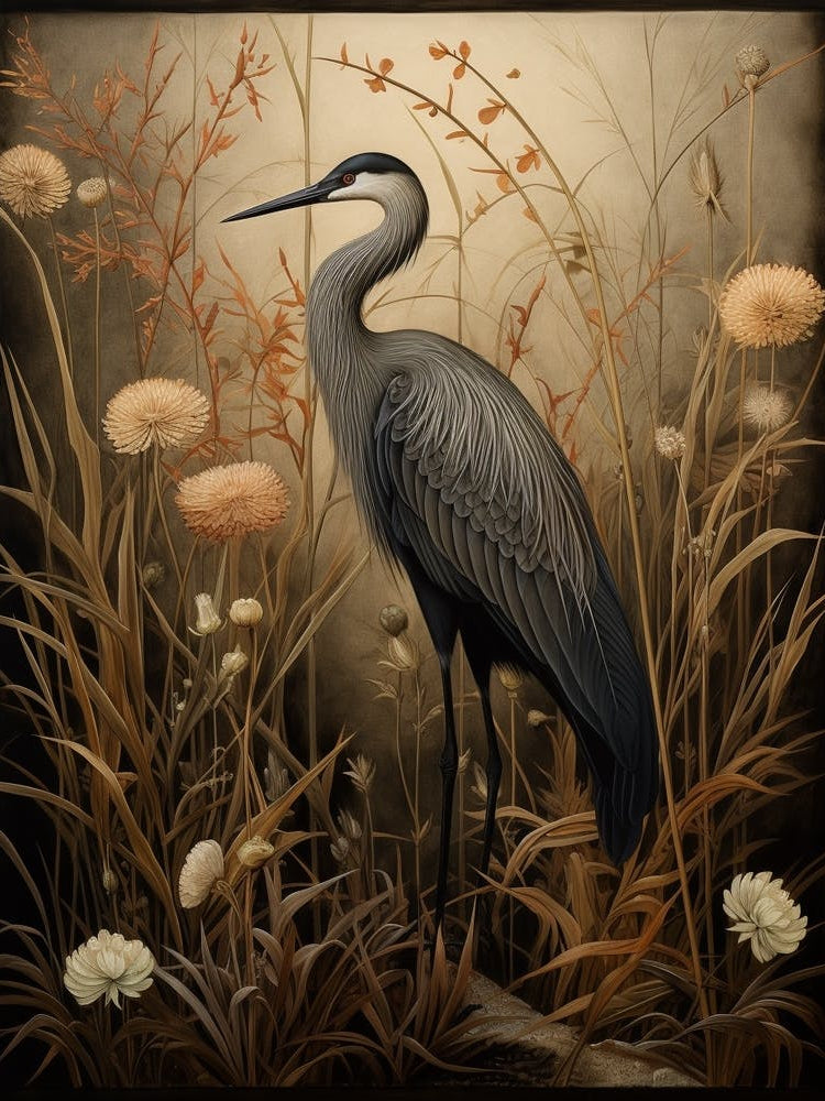 Dark And Moody Botanical Crane 2