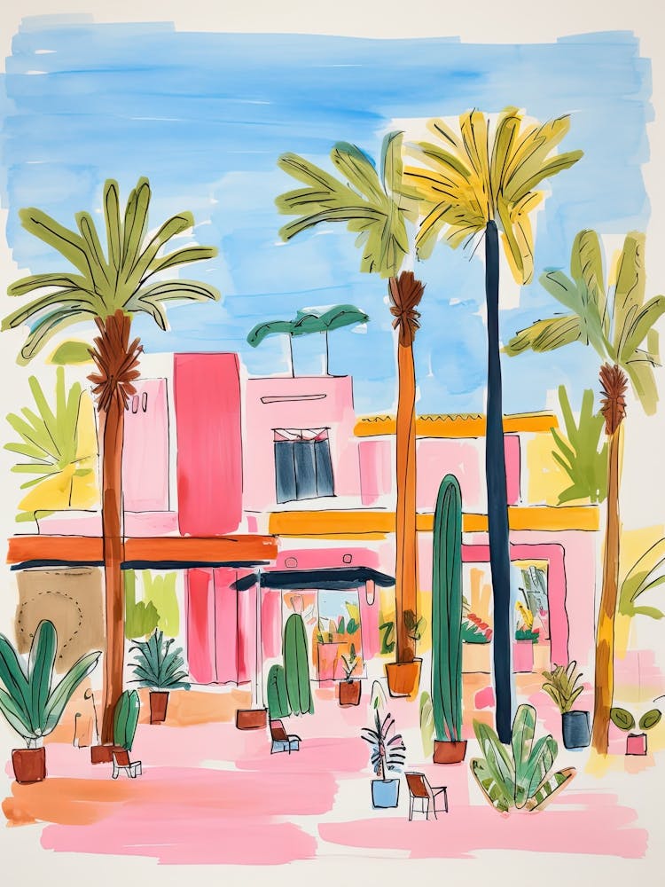 Saguara Hotel,Palm Springs   Resort Storybook Illustration 