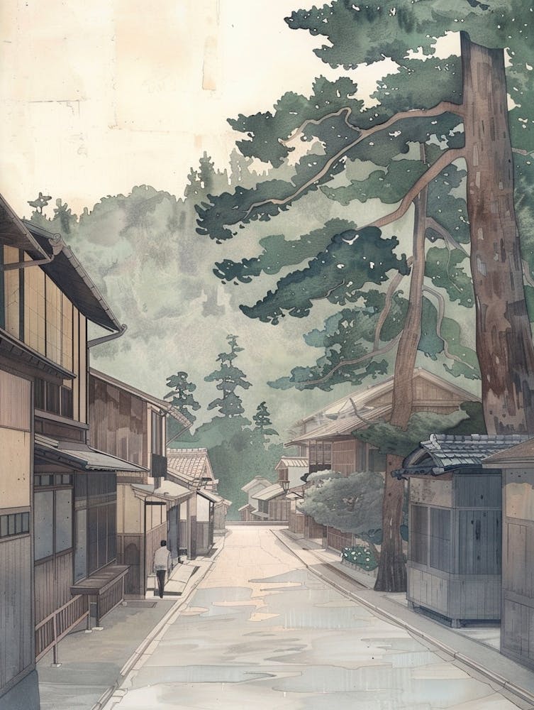 Kanazawa Japan 4 Retro Illustration