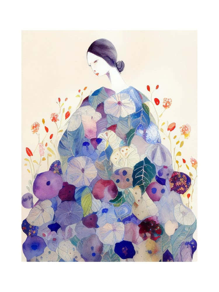 Lady In A Flower Flowy Dress