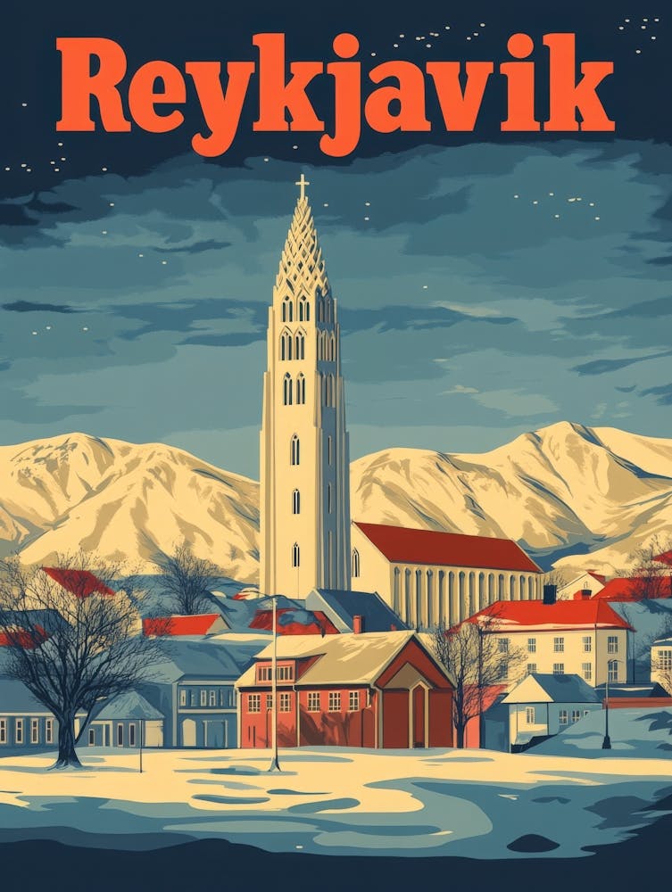 Aihrgdesign A Vintage Travel Poster Of Reykjavik 2