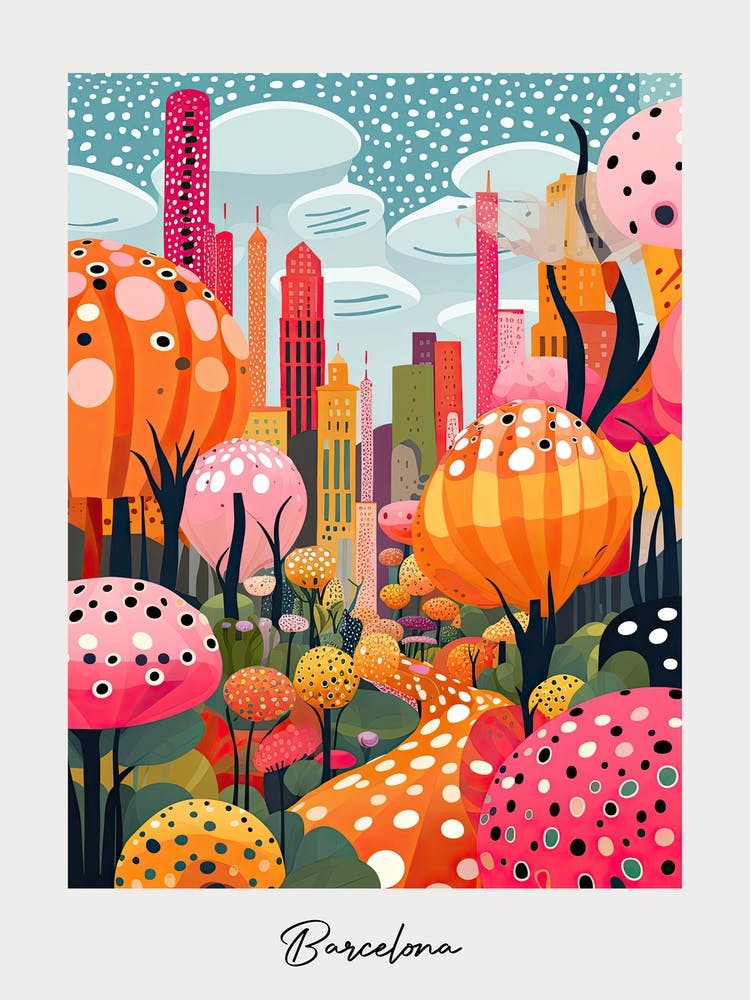 Poster Of Barcelona, Illustration In The Style Of Pop Art 3