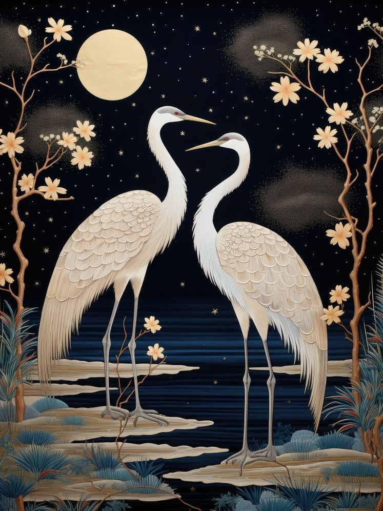 Two Cranes At Night 4