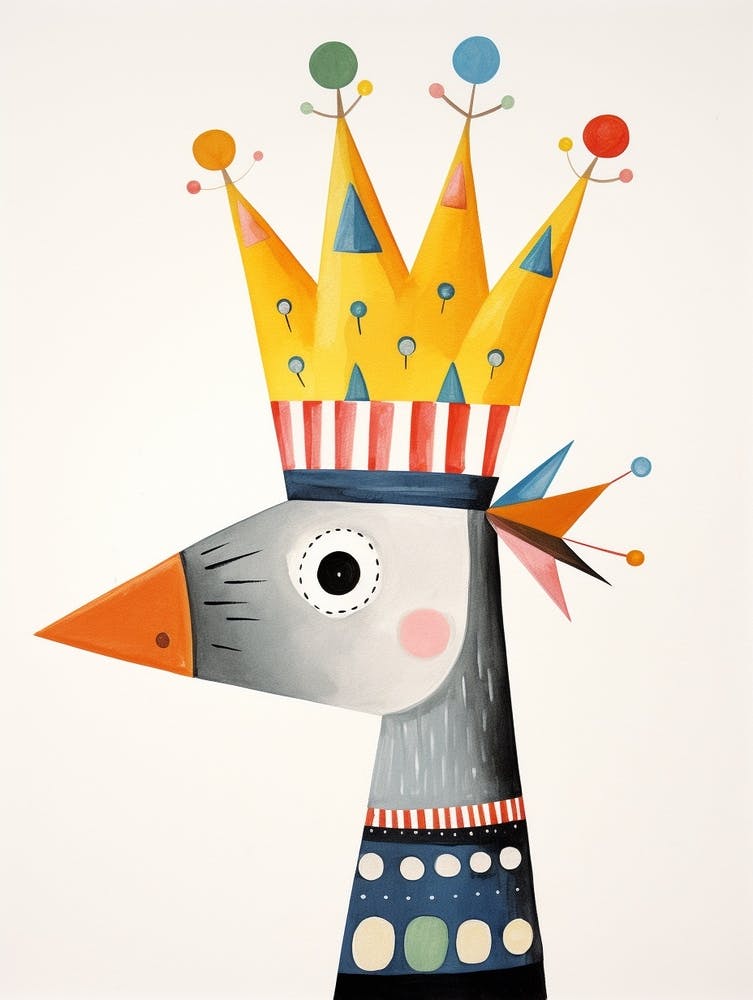 Little Crane Wearing A Crown
