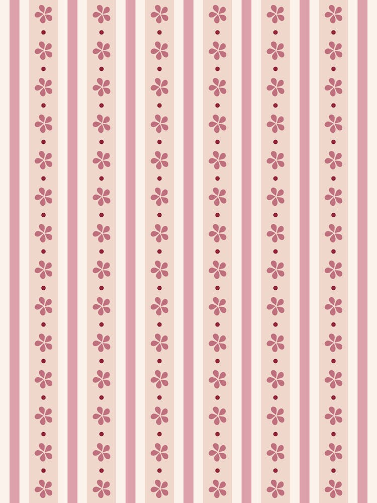 Pink Stripes And Flowers