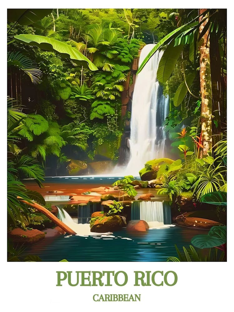 Puerto Rico Art Puerto Rico Canvas Puerto Rico Poster Puerto Rico Wall Art Puerto Rican Art Puerto Rico Print El Yunque Art