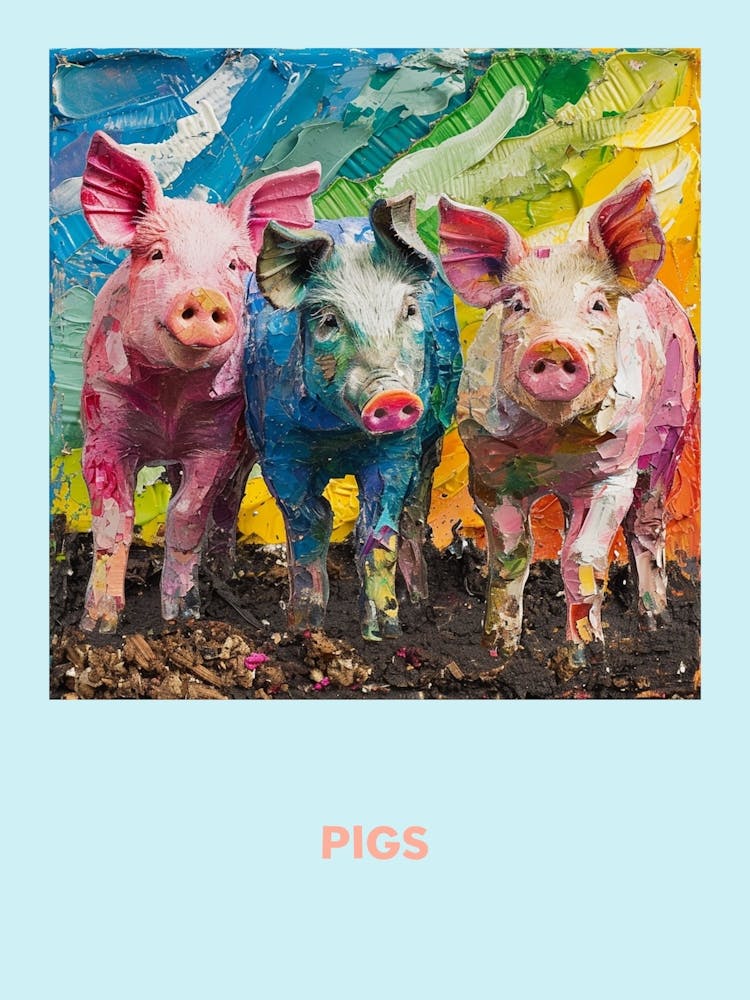 Pigs In The Mood Textured Collage Poster