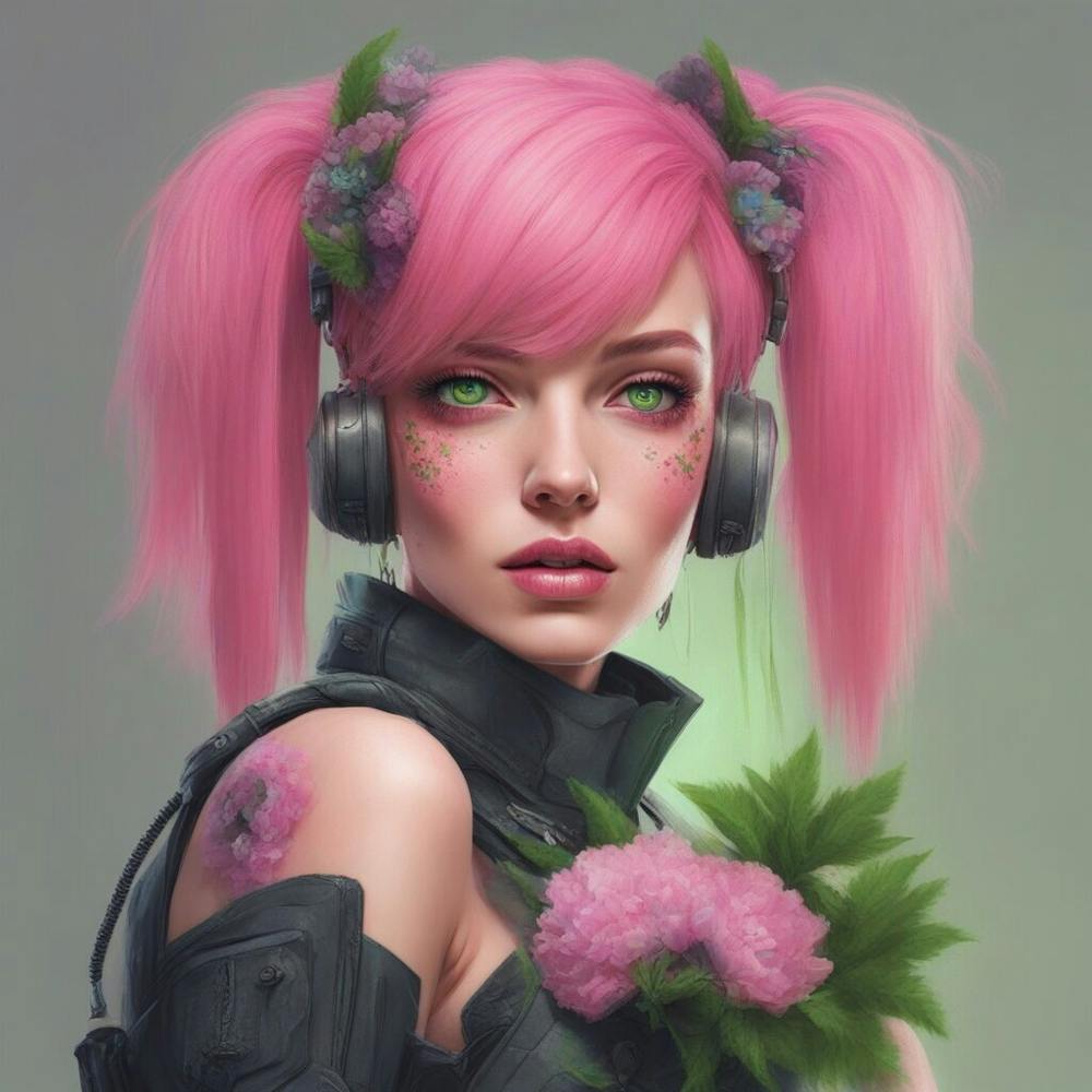 Pink Haired cyberpunk Girl