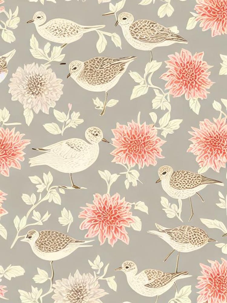 Grey Plover 2 William Morris Style Bird